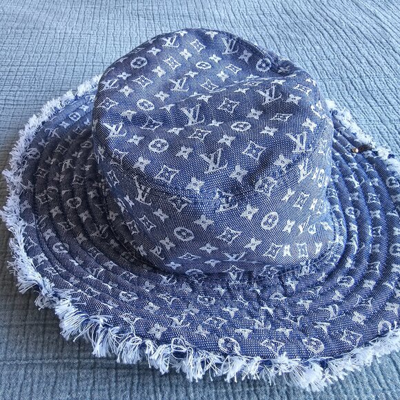 Louis Vuitton Monogram Denim Fringe Bucket Hat - Picture 5 of 11